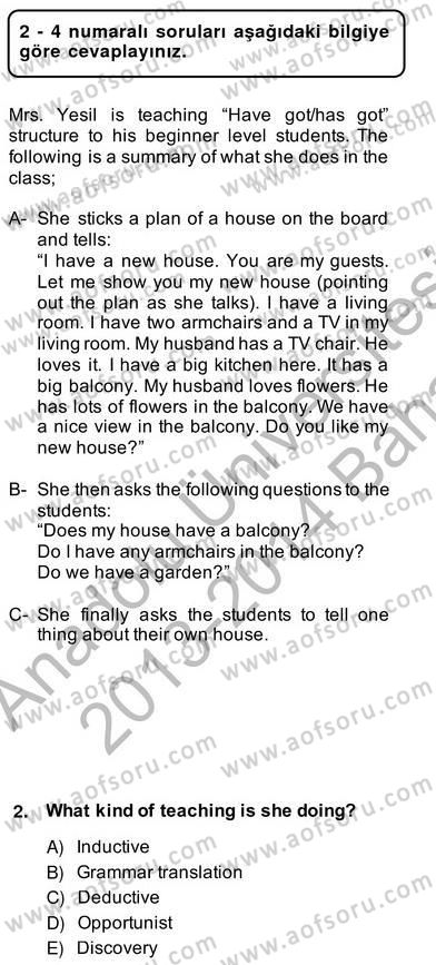 Dilbilgisi Öğretimi Dersi 2013 - 2014 Yılı (Vize) Ara Sınav Soruları 2. Soru