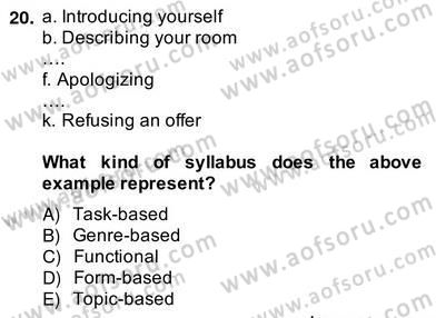 Dilbilgisi Öğretimi Dersi 2013 - 2014 Yılı (Vize) Ara Sınav Soruları 20. Soru