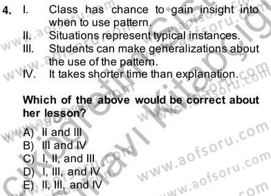 Dilbilgisi Öğretimi Dersi 2013 - 2014 Yılı (Vize) Ara Sınav Soruları 4. Soru