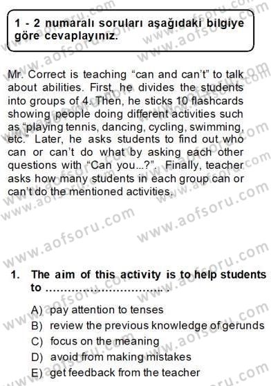 Dilbilgisi Öğretimi Dersi 2013 - 2014 Yılı (Final) Dönem Sonu Sınav Soruları 1. Soru