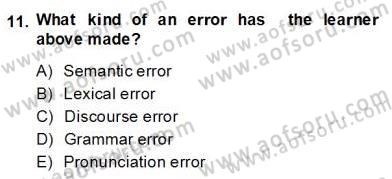 Dilbilgisi Öğretimi Dersi 2013 - 2014 Yılı (Final) Dönem Sonu Sınav Soruları 11. Soru