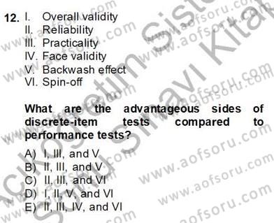 Dilbilgisi Öğretimi Dersi 2013 - 2014 Yılı (Final) Dönem Sonu Sınav Soruları 12. Soru