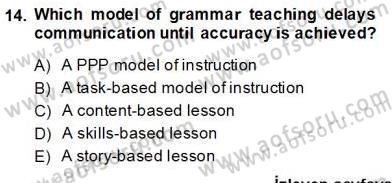 Dilbilgisi Öğretimi Dersi 2013 - 2014 Yılı (Final) Dönem Sonu Sınav Soruları 14. Soru