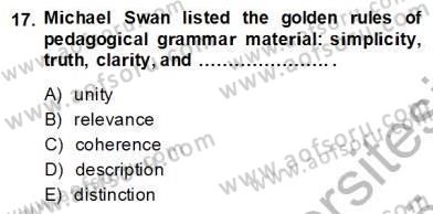 Dilbilgisi Öğretimi Dersi 2013 - 2014 Yılı (Final) Dönem Sonu Sınav Soruları 17. Soru