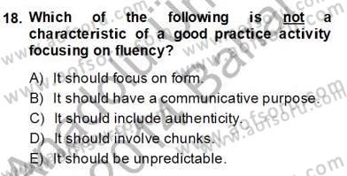 Dilbilgisi Öğretimi Dersi 2013 - 2014 Yılı (Final) Dönem Sonu Sınav Soruları 18. Soru