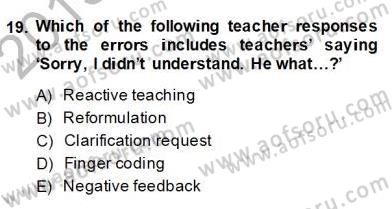 Dilbilgisi Öğretimi Dersi 2013 - 2014 Yılı (Final) Dönem Sonu Sınav Soruları 19. Soru