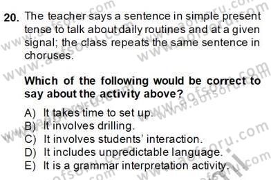 Dilbilgisi Öğretimi Dersi 2013 - 2014 Yılı (Final) Dönem Sonu Sınav Soruları 20. Soru