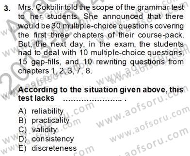 Dilbilgisi Öğretimi Dersi 2013 - 2014 Yılı (Final) Dönem Sonu Sınav Soruları 3. Soru