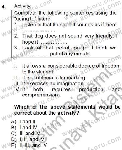 Dilbilgisi Öğretimi Dersi 2013 - 2014 Yılı (Final) Dönem Sonu Sınav Soruları 4. Soru