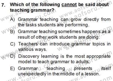 Dilbilgisi Öğretimi Dersi 2013 - 2014 Yılı (Final) Dönem Sonu Sınav Soruları 7. Soru