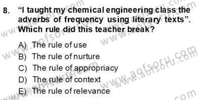 Dilbilgisi Öğretimi Dersi 2013 - 2014 Yılı (Final) Dönem Sonu Sınav Soruları 8. Soru