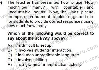 Dilbilgisi Öğretimi Dersi 2013 - 2014 Yılı Tek Ders Sınav Soruları 1. Soru