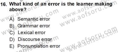 Dilbilgisi Öğretimi Dersi 2013 - 2014 Yılı Tek Ders Sınav Soruları 16. Soru