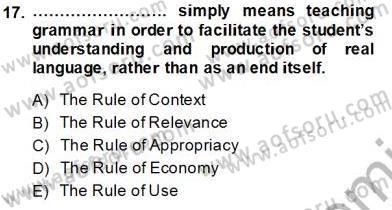 Dilbilgisi Öğretimi Dersi 2013 - 2014 Yılı Tek Ders Sınav Soruları 17. Soru