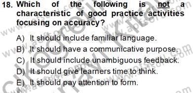 Dilbilgisi Öğretimi Dersi 2013 - 2014 Yılı Tek Ders Sınav Soruları 18. Soru