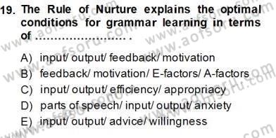 Dilbilgisi Öğretimi Dersi 2013 - 2014 Yılı Tek Ders Sınav Soruları 19. Soru