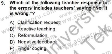 Dilbilgisi Öğretimi Dersi 2013 - 2014 Yılı Tek Ders Sınav Soruları 9. Soru