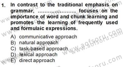 Dilbilgisi Öğretimi Dersi 2014 - 2015 Yılı (Vize) Ara Sınav Soruları 1. Soru