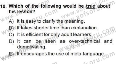 Dilbilgisi Öğretimi Dersi 2014 - 2015 Yılı (Vize) Ara Sınav Soruları 10. Soru