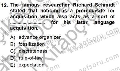 Dilbilgisi Öğretimi Dersi 2014 - 2015 Yılı (Vize) Ara Sınav Soruları 12. Soru