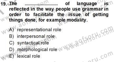 Dilbilgisi Öğretimi Dersi 2014 - 2015 Yılı (Vize) Ara Sınav Soruları 19. Soru