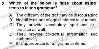 Dilbilgisi Öğretimi Dersi 2014 - 2015 Yılı (Vize) Ara Sınav Soruları 2. Soru