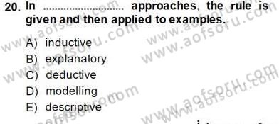 Dilbilgisi Öğretimi Dersi 2014 - 2015 Yılı (Vize) Ara Sınav Soruları 20. Soru