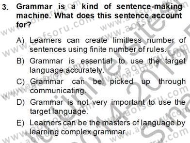 Dilbilgisi Öğretimi Dersi 2014 - 2015 Yılı (Vize) Ara Sınav Soruları 3. Soru