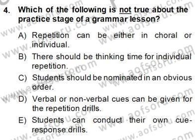 Dilbilgisi Öğretimi Dersi 2014 - 2015 Yılı (Vize) Ara Sınav Soruları 4. Soru