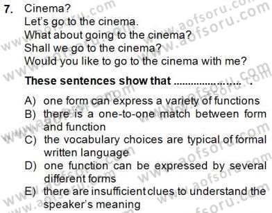 Dilbilgisi Öğretimi Dersi 2014 - 2015 Yılı (Vize) Ara Sınav Soruları 7. Soru