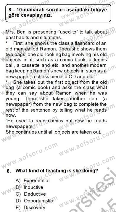 Dilbilgisi Öğretimi Dersi 2014 - 2015 Yılı (Vize) Ara Sınav Soruları 8. Soru