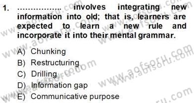 Dilbilgisi Öğretimi Dersi 2014 - 2015 Yılı (Final) Dönem Sonu Sınav Soruları 1. Soru