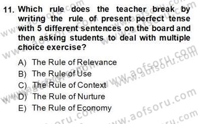 Dilbilgisi Öğretimi Dersi 2014 - 2015 Yılı (Final) Dönem Sonu Sınav Soruları 11. Soru