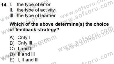 Dilbilgisi Öğretimi Dersi 2014 - 2015 Yılı (Final) Dönem Sonu Sınavı 14. Soru