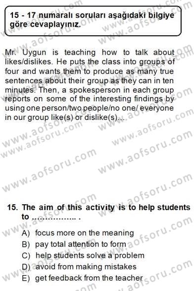 Dilbilgisi Öğretimi Dersi 2014 - 2015 Yılı (Final) Dönem Sonu Sınav Soruları 15. Soru