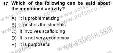 Dilbilgisi Öğretimi Dersi 2014 - 2015 Yılı (Final) Dönem Sonu Sınav Soruları 17. Soru
