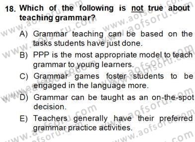 Dilbilgisi Öğretimi Dersi 2014 - 2015 Yılı (Final) Dönem Sonu Sınav Soruları 18. Soru