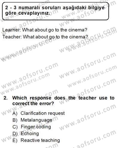 Dilbilgisi Öğretimi Dersi 2014 - 2015 Yılı (Final) Dönem Sonu Sınav Soruları 2. Soru