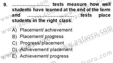 Dilbilgisi Öğretimi Dersi 2014 - 2015 Yılı (Final) Dönem Sonu Sınav Soruları 9. Soru