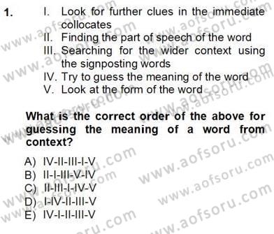 Okuma Ve Dinleme Öğretimi Dersi Ara Sınavı Deneme Sınav Soruları 1. Soru