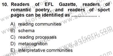 Okuma Ve Dinleme Öğretimi Dersi Ara Sınavı Deneme Sınav Soruları 10. Soru