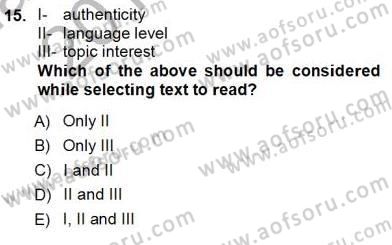 Okuma Ve Dinleme Öğretimi Dersi Ara Sınavı Deneme Sınav Soruları 15. Soru