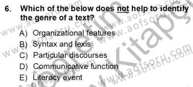Okuma Ve Dinleme Öğretimi Dersi Ara Sınavı Deneme Sınav Soruları 6. Soru