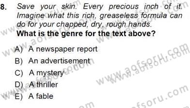 Okuma Ve Dinleme Öğretimi Dersi Ara Sınavı Deneme Sınav Soruları 8. Soru