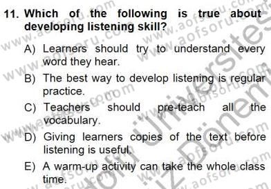 Okuma Ve Dinleme Öğretimi Dersi 2012 - 2013 Yılı (Final) Dönem Sonu Sınav Soruları 11. Soru