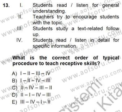 Okuma Ve Dinleme Öğretimi Dersi 2012 - 2013 Yılı (Final) Dönem Sonu Sınav Soruları 13. Soru