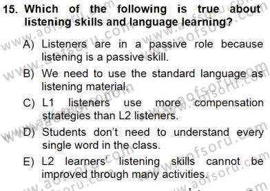 Okuma Ve Dinleme Öğretimi Dersi 2012 - 2013 Yılı (Final) Dönem Sonu Sınav Soruları 15. Soru