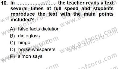 Okuma Ve Dinleme Öğretimi Dersi 2012 - 2013 Yılı (Final) Dönem Sonu Sınav Soruları 16. Soru