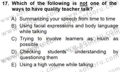 Okuma Ve Dinleme Öğretimi Dersi 2012 - 2013 Yılı (Final) Dönem Sonu Sınav Soruları 17. Soru