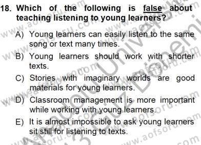 Okuma Ve Dinleme Öğretimi Dersi 2012 - 2013 Yılı (Final) Dönem Sonu Sınav Soruları 18. Soru